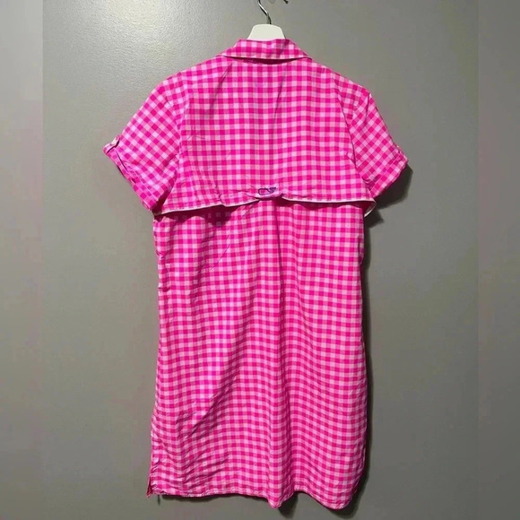 Vineyard Vines Gingham Performance Shirt  Dress Hot Pink - Picture 9 of 13